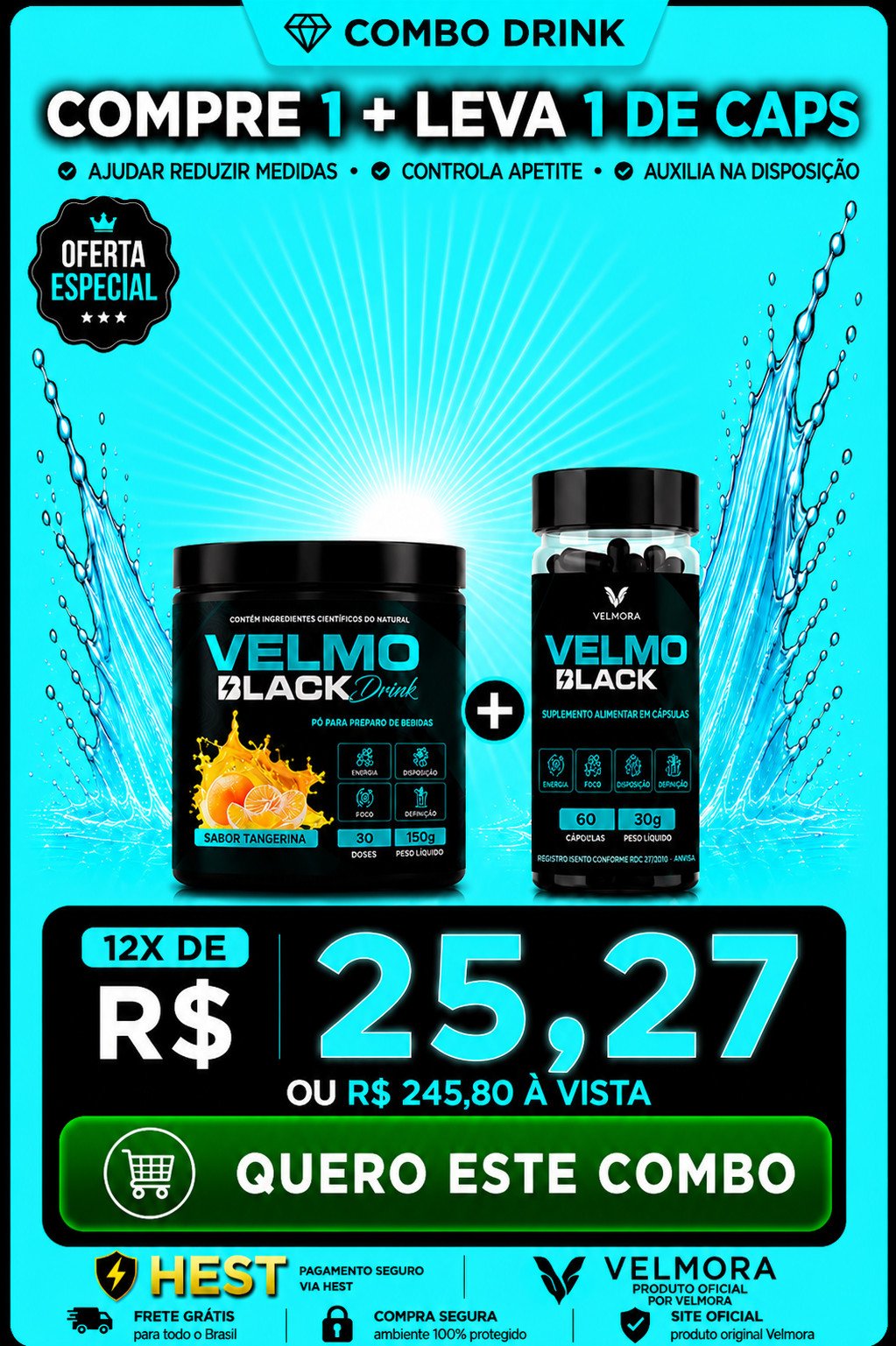 VELMO BLACK CAPSULA TANGERINA DRINK