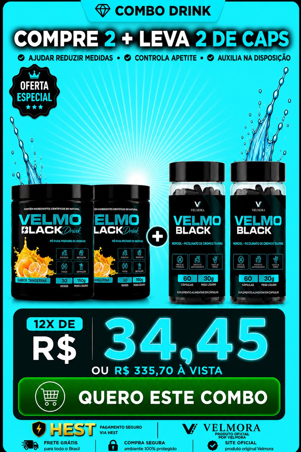 VELMO BLACK COMBO 2 TANGERINA CAPSULAS