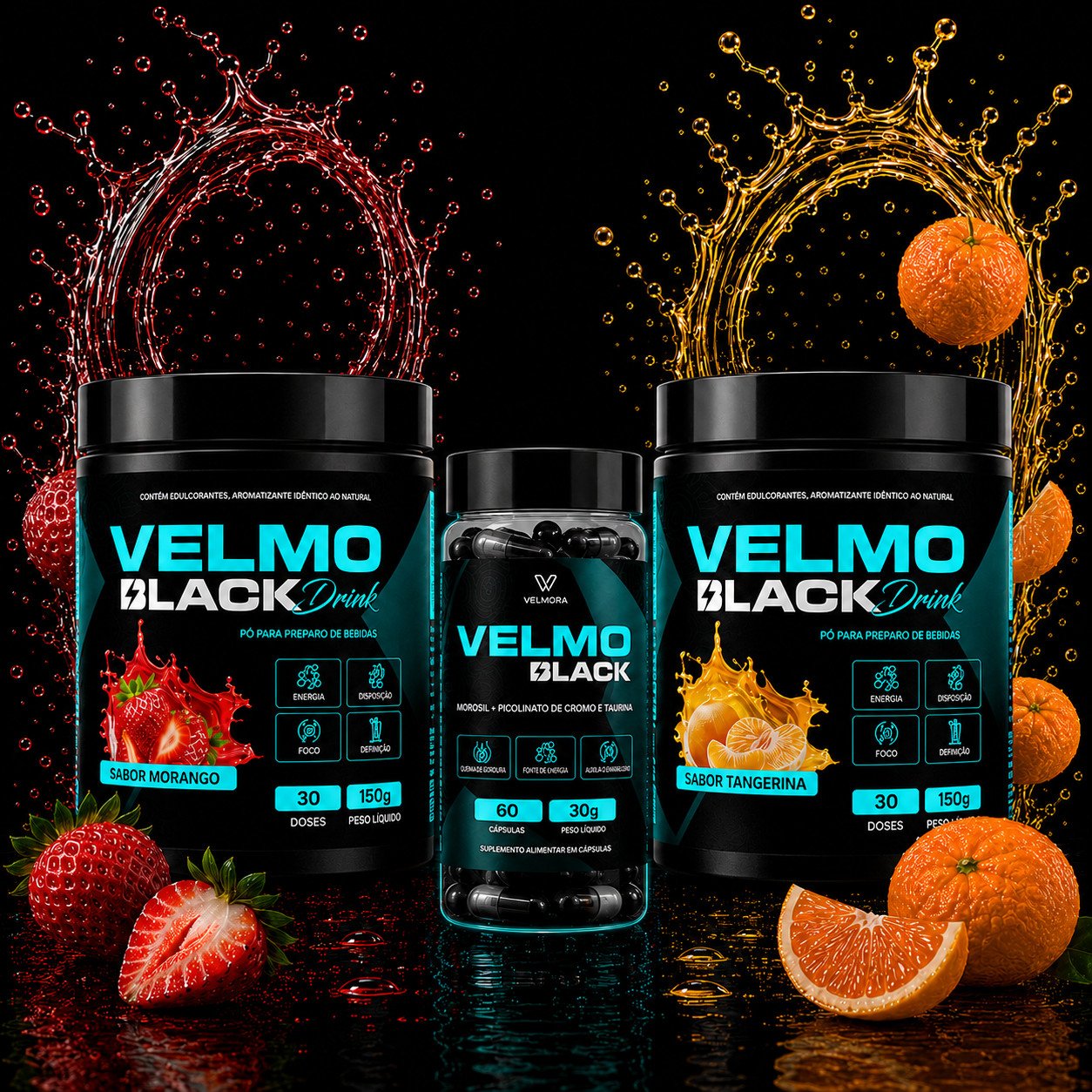 VELMO BLACK MORANGO CAPSULA TANGERINA